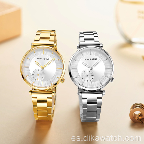 MINI FOCUS Relojes para mujer Reloj de pulsera de cuarzo en oro rosa